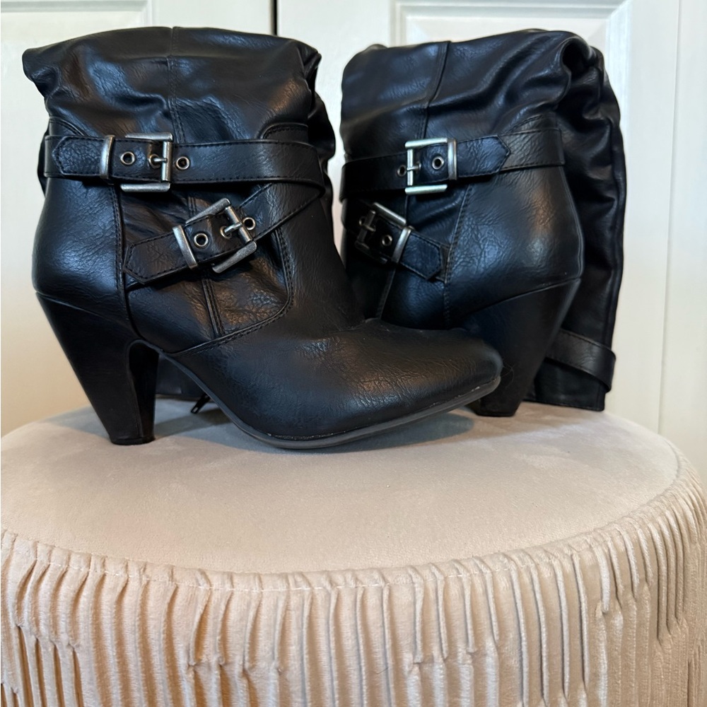 Black Ankle Boots with Buckle Detail